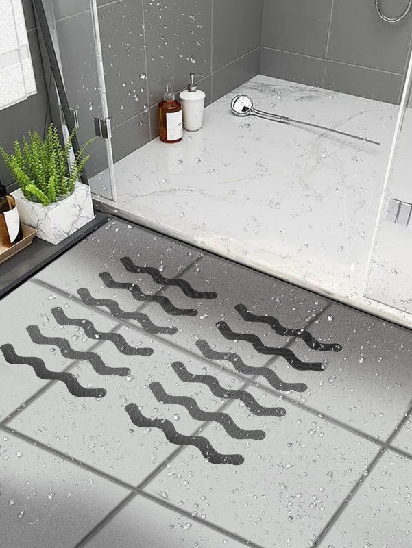 Transparent non slip bath shower mats stickers Peel and stick anti slip shower stickers zigzag type-Black & White (1Pack - 10pcs)
