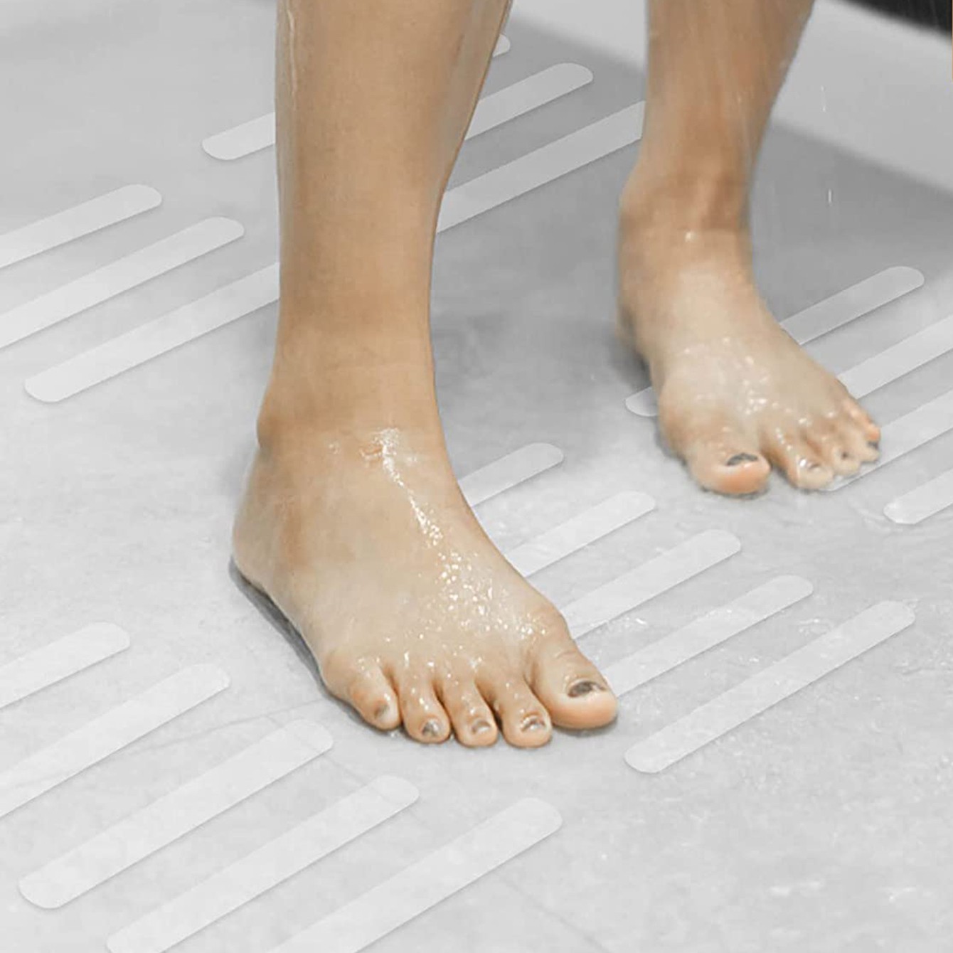 Transparent non slip bath shower mats stickers Peel and stick anti slip shower stickers straight type-Black and White (1Pack - 10pcs)